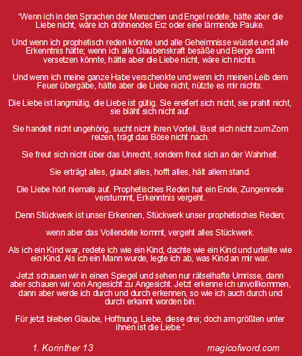Zitat aus 1. Korinther 13