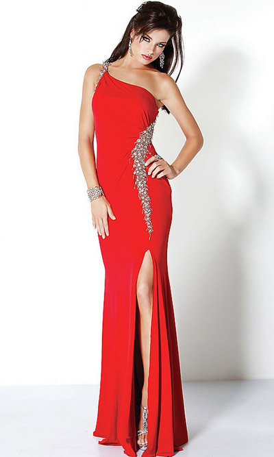 Sexy rotes Abendkleid mit Beinschlitz