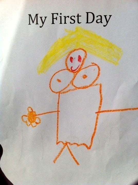 Lustige Kinderzeichnung - Mein erster Schultag