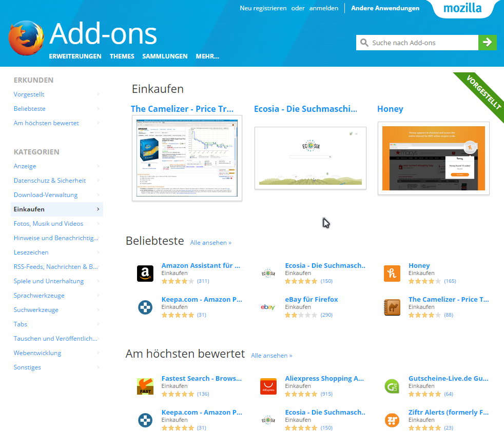 Mozilla Firefox AddOns Store
