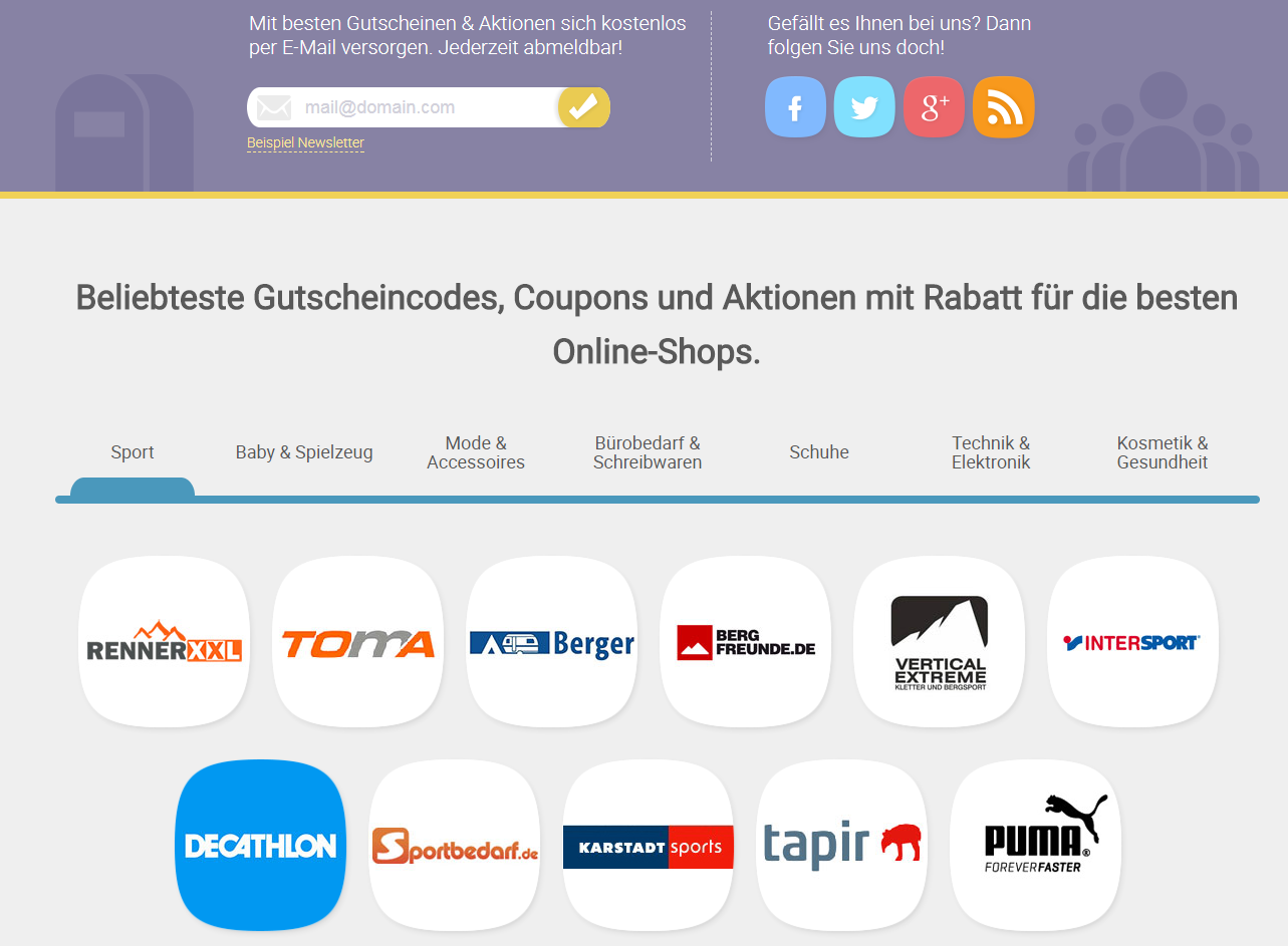 Aktionskategorien auf Gutscheinlike