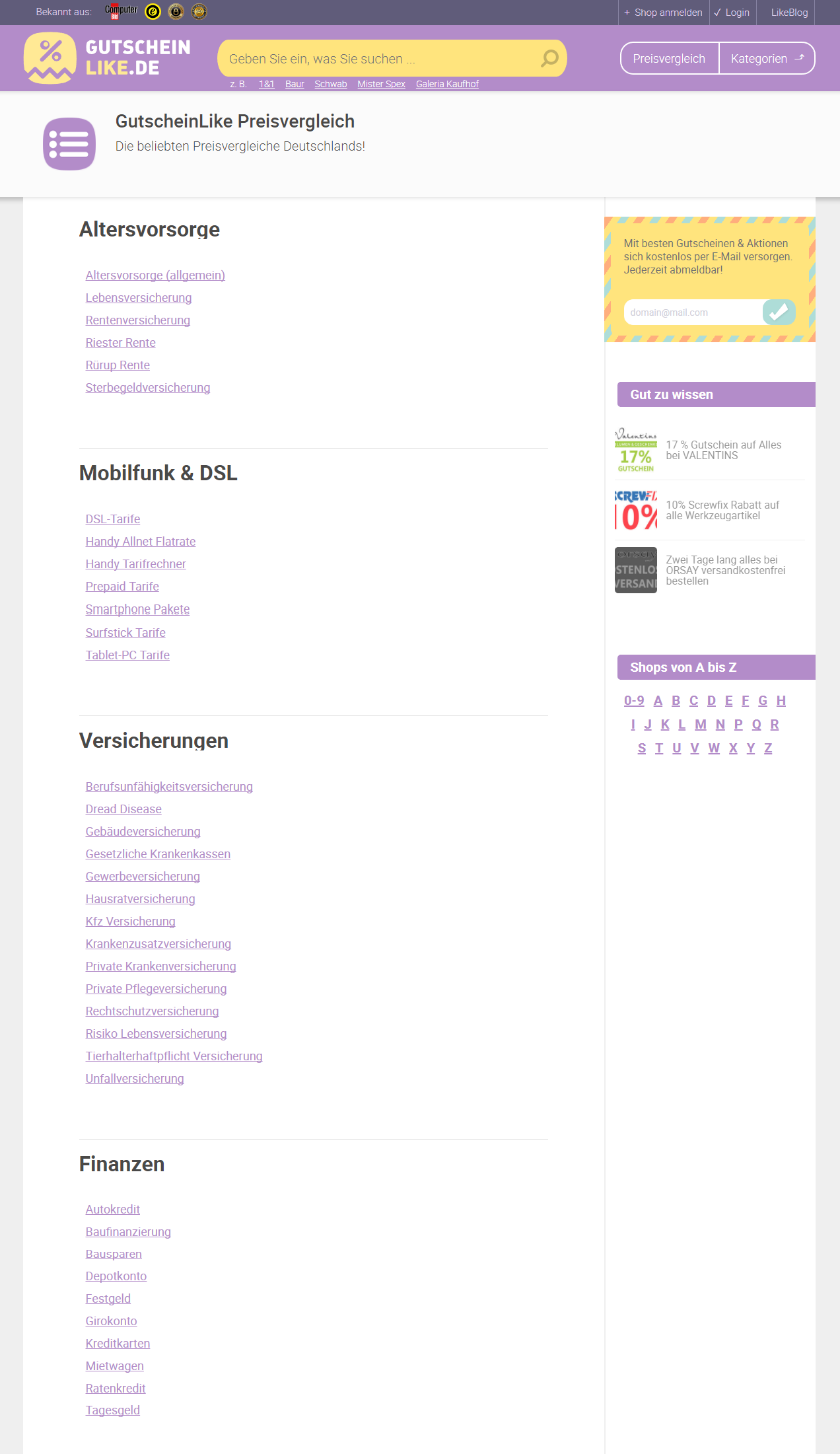 Preisvergleiche auf Gutscheinlike