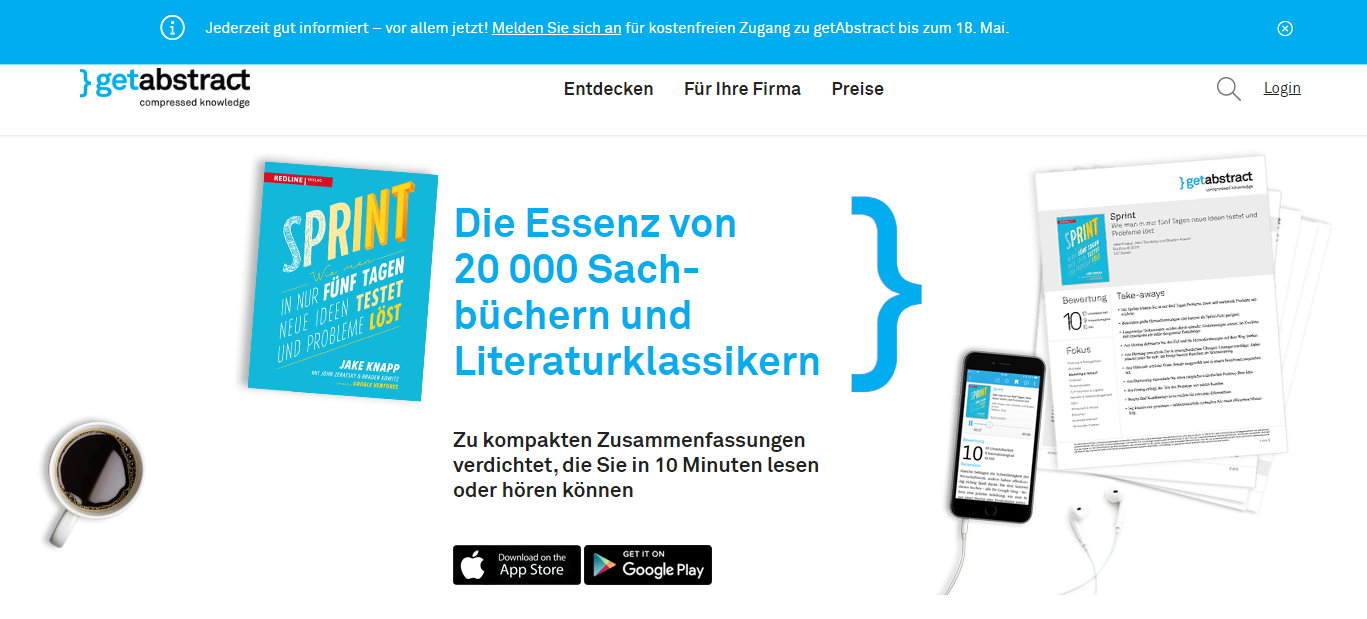 getAbstract - Die Alternative zu Amazon Kindle Unlimited für Informationshungrige getAbstract - Die Alternative zu Amazon Kindle Unlimited für Informationshungrige