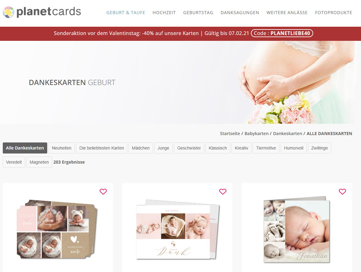 Dankeskarten zur Geburt von PlanetCards