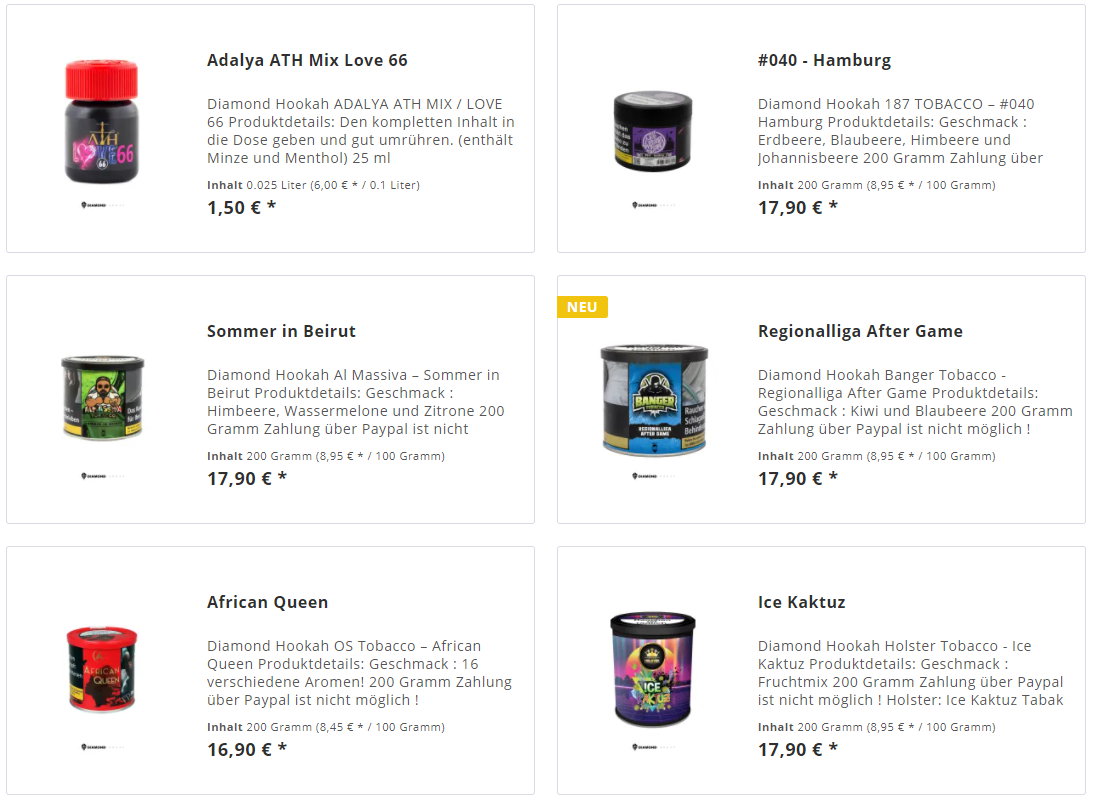 Shisha Tabak - Beliebte Sorten auf Shishadampf.de