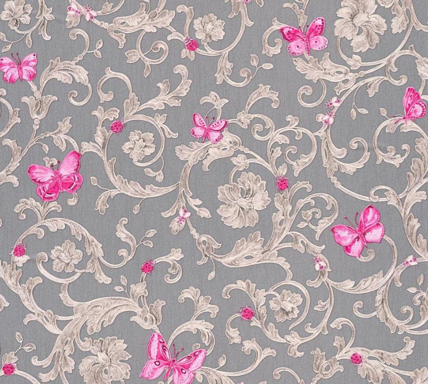 Designer Tapete Versace Home Ranken grau pink Glitzer 34325-5