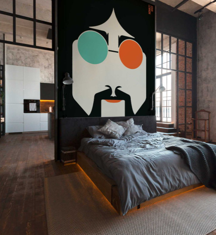 Fototapete Vlies 60er Jahre Retro Design orange blau