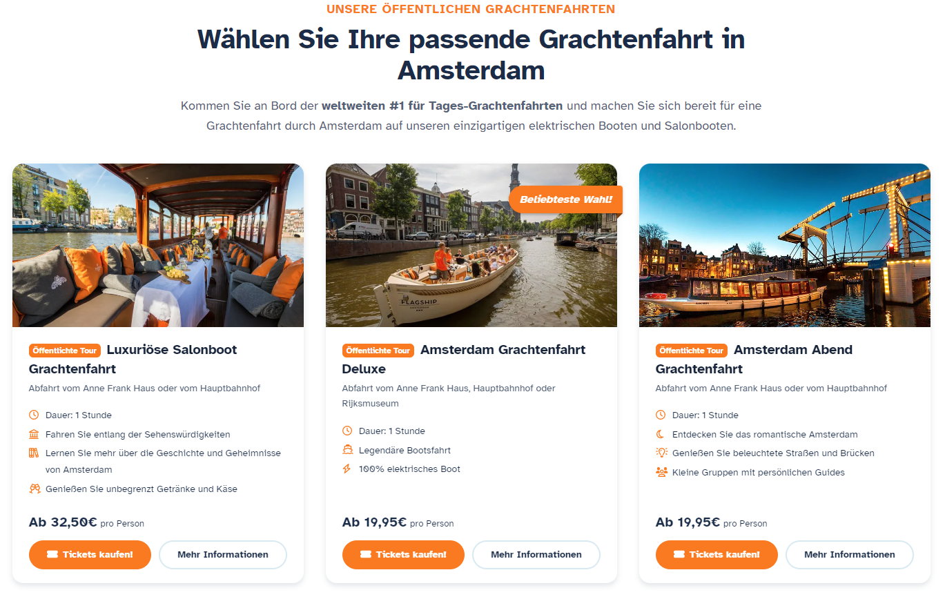 Was kostet eine Grachtenrundfahrt? Bootstouren bei Flagship Amsterdam