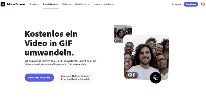 Adobe Express-Tool - Kostenlos eigene Videos in GIFs umwandeln