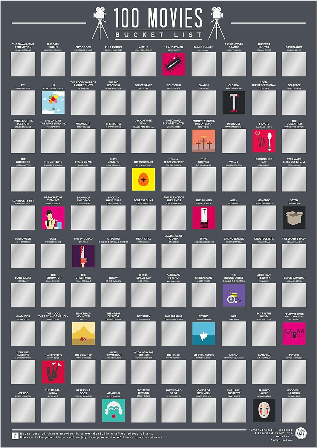 Bucket-List-Poster „100 Movies | 100 Filme” von Gift Republic