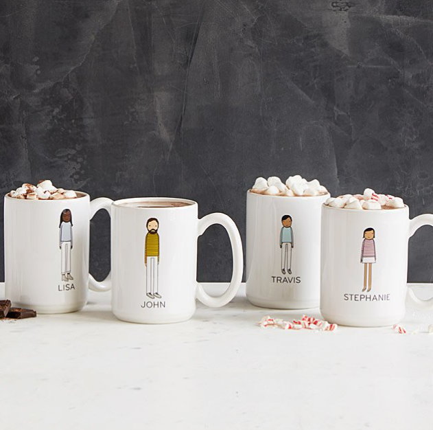 Personalisierte Geschenkideen - Personalisierte Familienbecher mit Cartoon Illustrationen